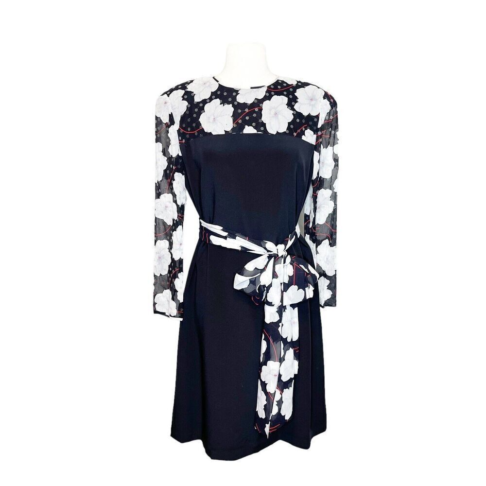 Vintage 80s Size 10 Anne Crimmins for Umi Collections Sequin Shift Dress Floral